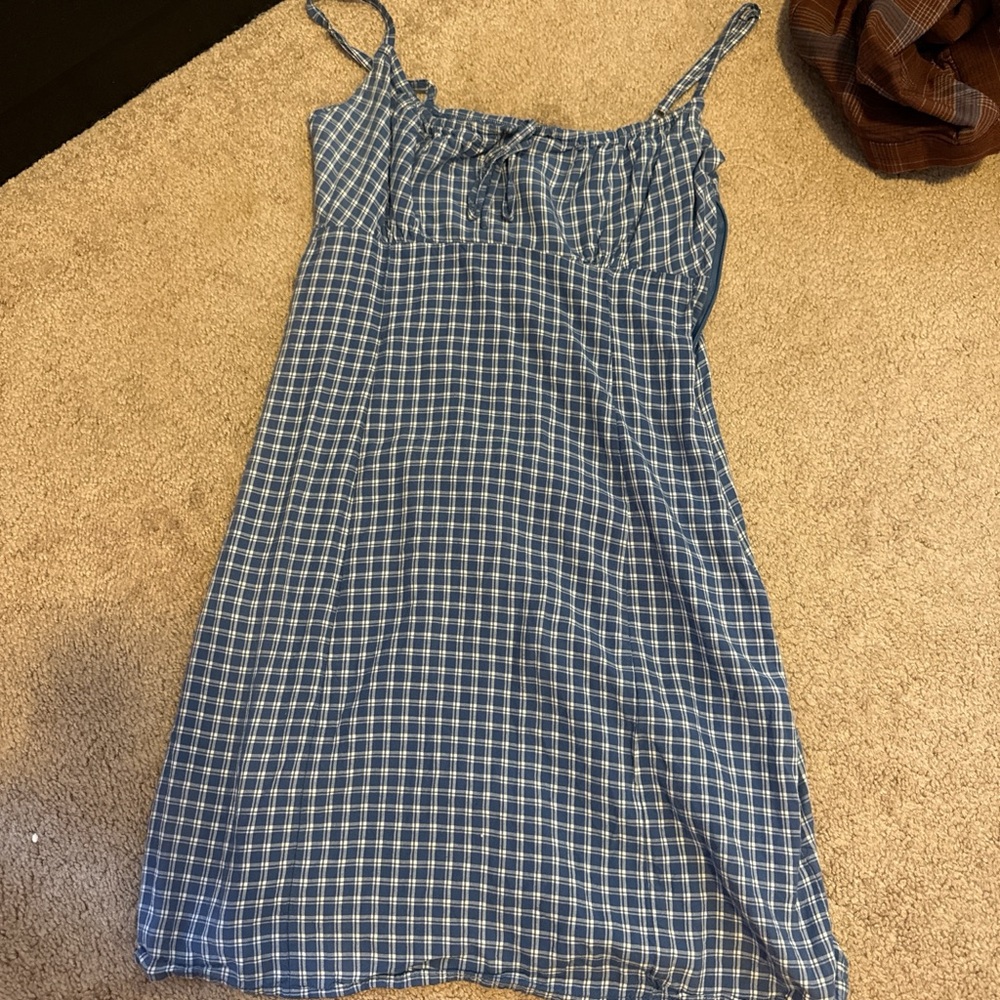 Brandy Melville Blue White Plaid Slip Dress